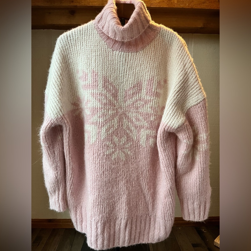 J. Crew Pink snowflake Sweater